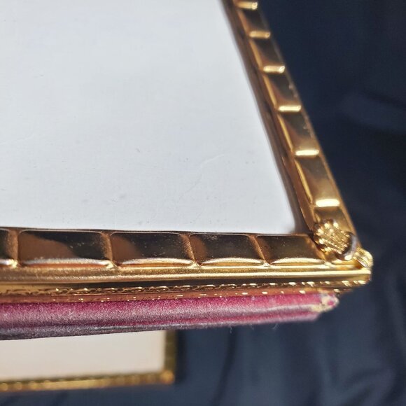 Pair VTG Gold Tone Picture Frames Hollywood Regency Decor Velvet Back MCM Crown - Picture 9 of 12